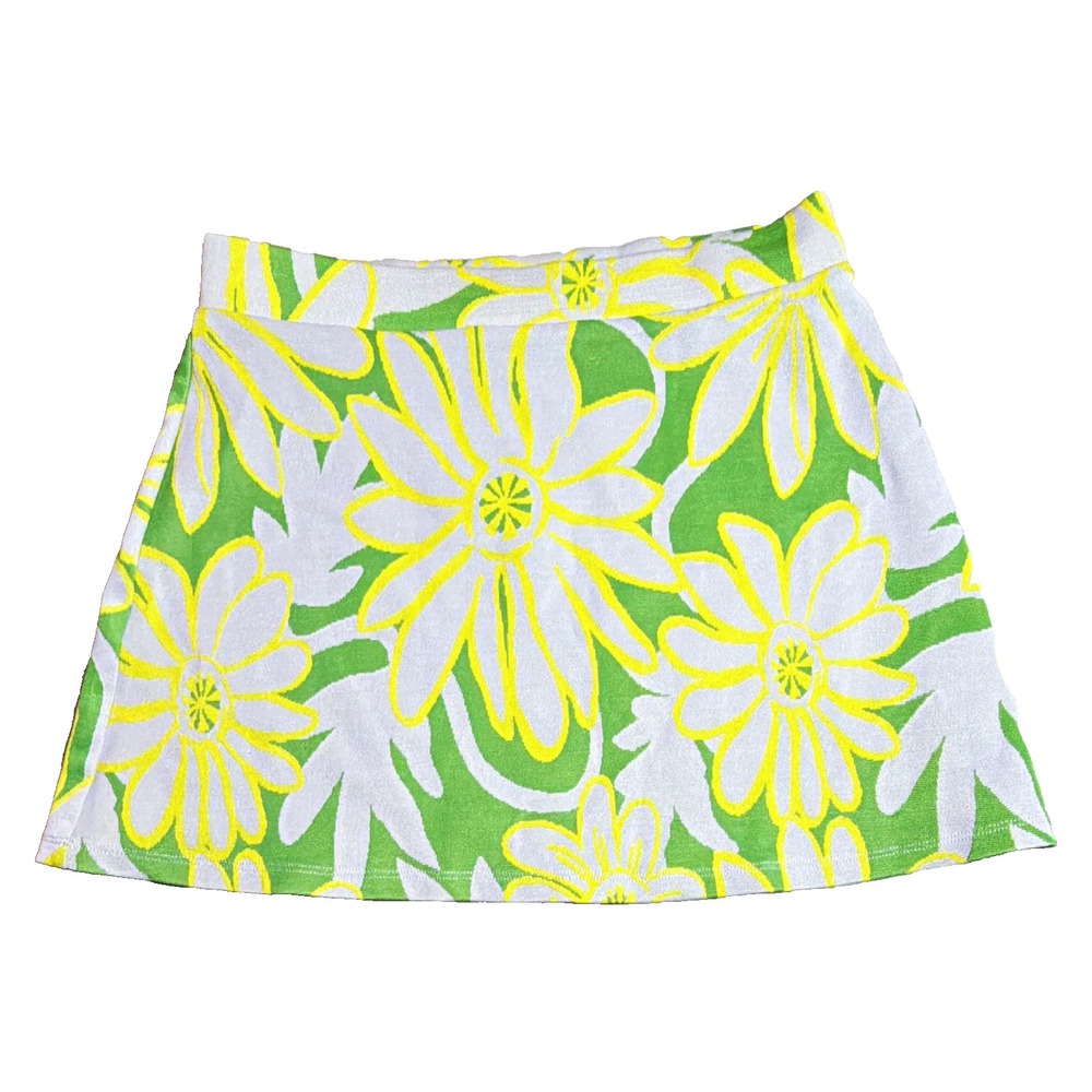 Zara Women's M Floral Mini Skirt Green Yellow A-line Festival